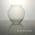 Vaso de vidro de arte com nervuras aro de ouro moderno